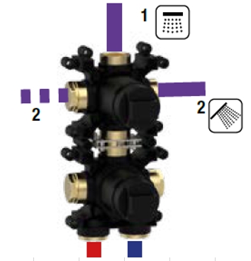 Встраиваемая внутренняя часть вертикального термостата ALMAR Modular E176906 на 2 потребителя, для арт. E180182 и E180132, цвет Чёрный