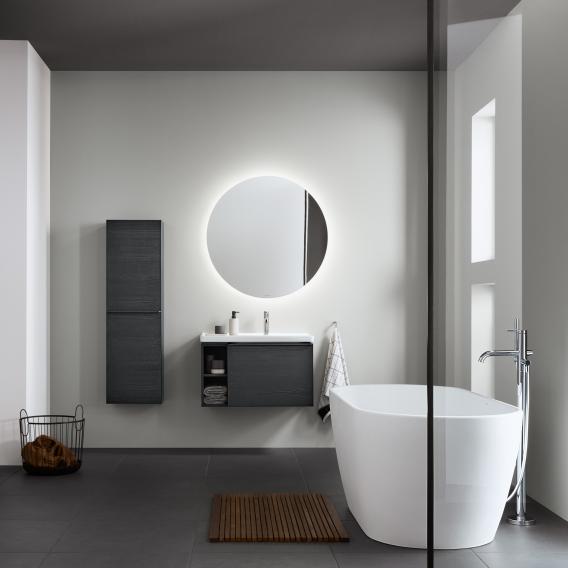 Тумба подвесная под раковину DURAVIT D-Neo DE425702222 784 мм х 452 мм, с выдвижным ящиком и открытой боковой полкой, белый глянцевый