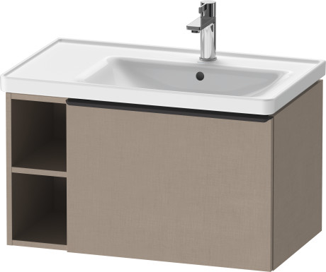 Тумба подвесная под раковину DURAVIT D-Neo DE425707575 784 мм х 452 мм, с выдвижным ящиком и открытой боковой полкой, лён