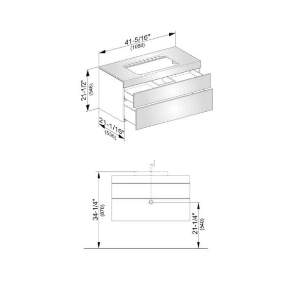 Тумба подвесная под раковину KEUCO EDITION 11 31572 390000 с двумя выдвижными фронтами, без отверстия под смеситель, корпус/фасад структурный лак, антрацит