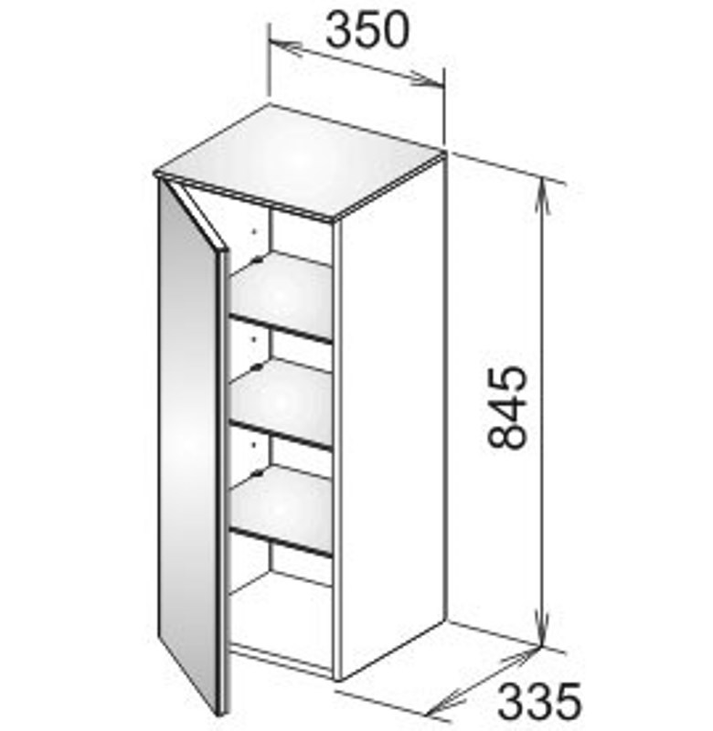 Средний шкаф Keuco Royal Reflex 34020 220001 350x845x335 мм 1 дверь петли слева корпус глянецевый фасад стекло магнолия