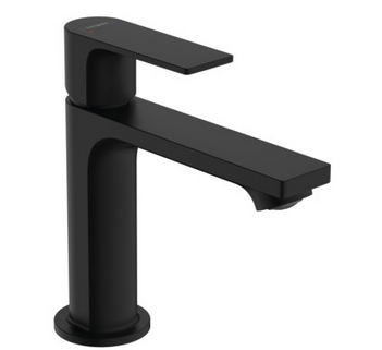 Смеситель однорычажный для раковины HANSGROHE REBRIS E 72557670 110 мм, с донным клапаном, со сливом/переливом, чёрный матовый