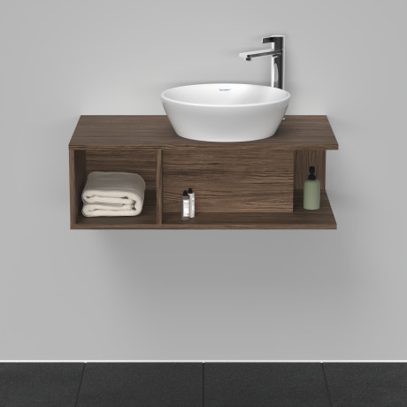 Тумба подвесная под раковину DURAVIT D-Neo DE493802121 800 мм х 480 мм, с консолью, с открытой полкой слева, орех тёмный