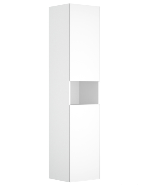 Высокий шкаф - пенал с освещением KEUCO STAGELINE 32831 300101 360 мм х 400 мм х 1800 мм, с 1 полкой в середине и 4 полками, белый/белый