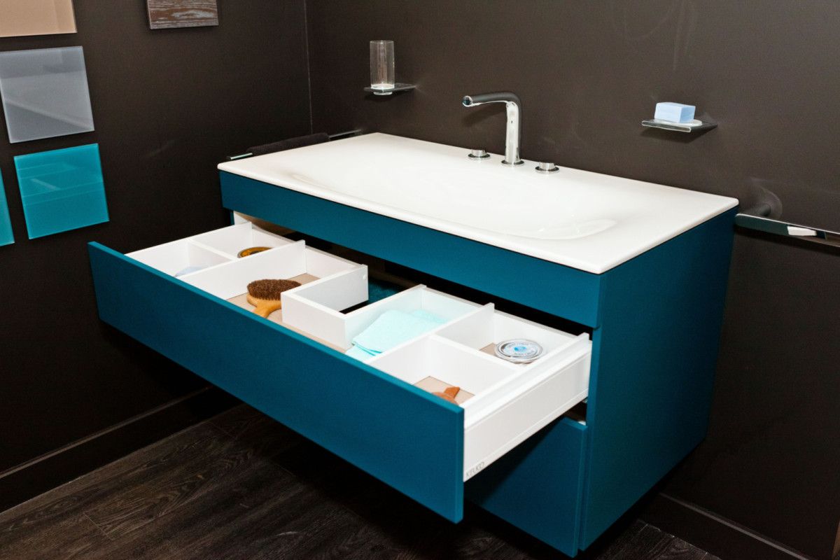 Тумба подвесная под раковину KEUCO EDITION 11 31561 380000 с двумя выдвижными ящиками, корпус/фасад структурный лак, белая