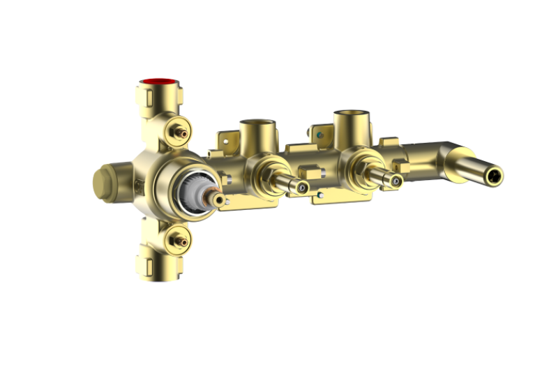 Наружная часть двухвентильного термостатического смесителя для душа BOSSINI PLY Z00943.030 на 2 потребителя, с лейкой и шлангом, цвет Хром