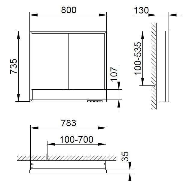 Зеркальный шкаф Keuco Royal Lumos 14322 171301 алюминий серебристый 800 х 735 мм с уменьшенной глубиной