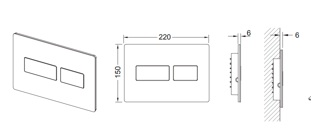 Металлическая панель двойного смыва для унитаза TECE TECESolid 9240433 Белый матовый