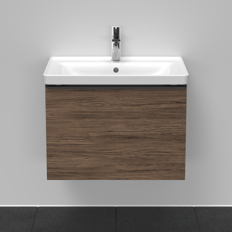 Тумба подвесная под раковину DURAVIT D-Neo DE425402121 634 мм х 452 мм, с одним выдвижным ящиком, орех тёмный