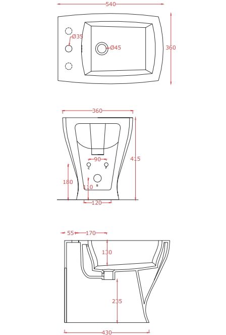 Биде напольное ARTCERAM JAZZ JZB002 01 00 540 мм х 360 мм, с отверстием под смеситель, с переливом, c креплением, белый глянцевый