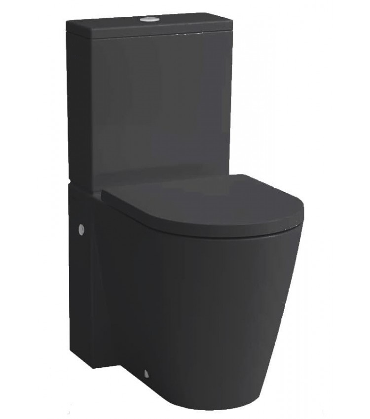 Напольный унитаз  Kartell by Laufen  8.2433.7.020.231.1 безободковый (rimless), круглая форма сиденья, с боковым подводом воды, черный глянцевый