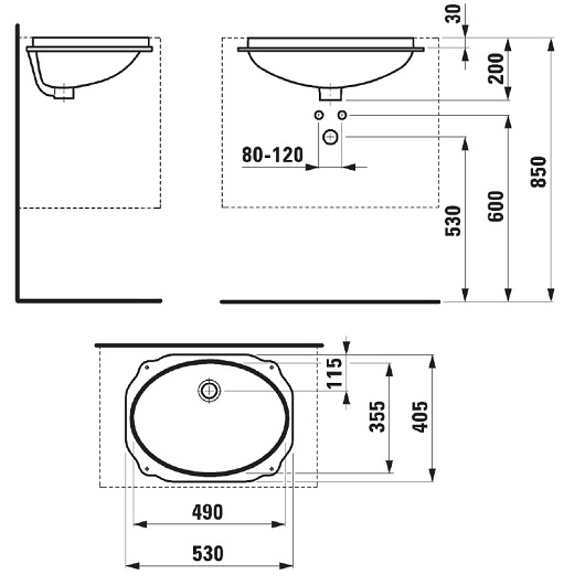 Раковина Laufen Birova 811191  49 см  встраиваемая снизу