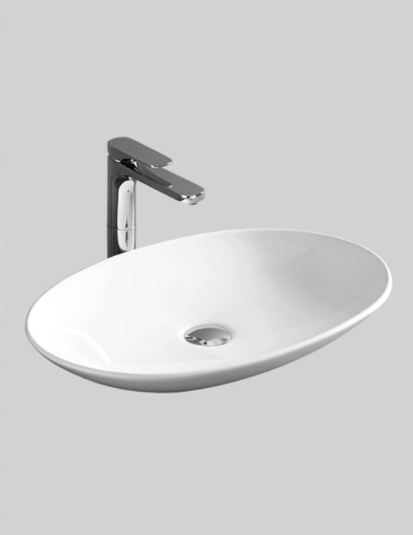 Раковина накладная овальная ARTCERAM LA FONTANA LFL001 01 00 600 мм х 420 мм, без отверстия под смеситель, без перелива, белый глянцевый