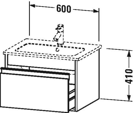 Тумба подвесная под раковину Duravit Ketho KT 6418 43 с одним выдвижным ящиком, базальт матовый