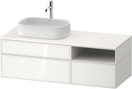 Тумба подвесная с вырезом под раковину слева DURAVIT ZENCHA ZE4828064840000 550 мм х 1300 мм х 442 мм, с 3 выдвижными ящиками, белое стекло/белый суперматовый