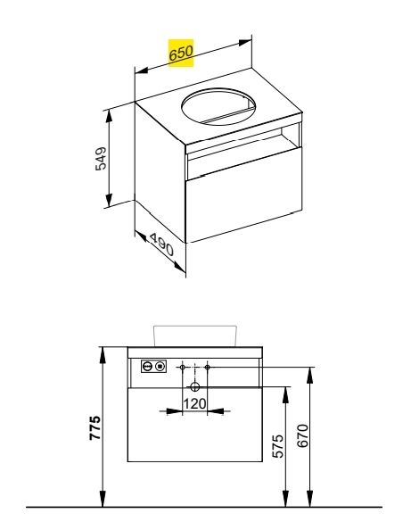 Тумба под раковину KEUCO STAGELINE 32853 290000 490 мм х 650 мм х 549 мм, с 1 выдвижным ящиком, с сифоном, инокс матовый/инокс матовый