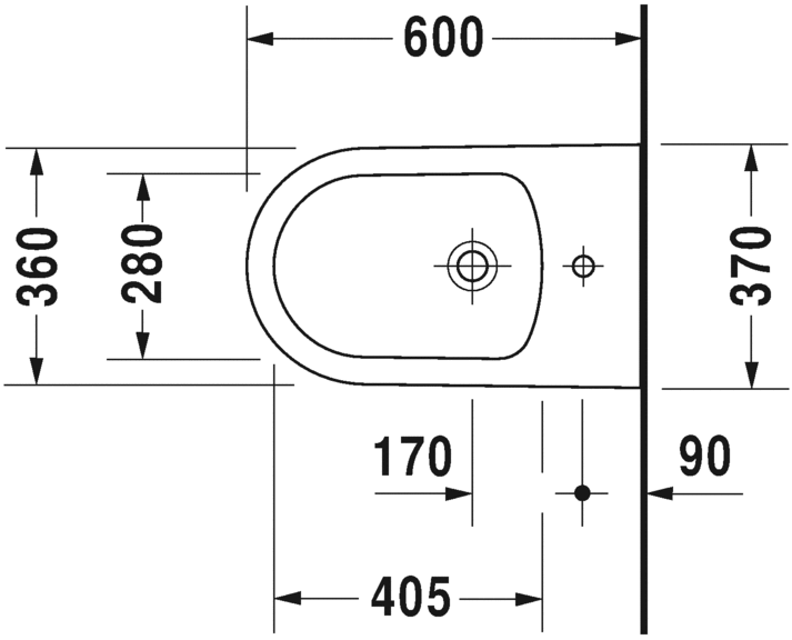 Напольное биде Duravit ME by Starck 22891000001 с переливом, с креплением Durafix, пристенный вариант, c покрытием WonderGliss, бело