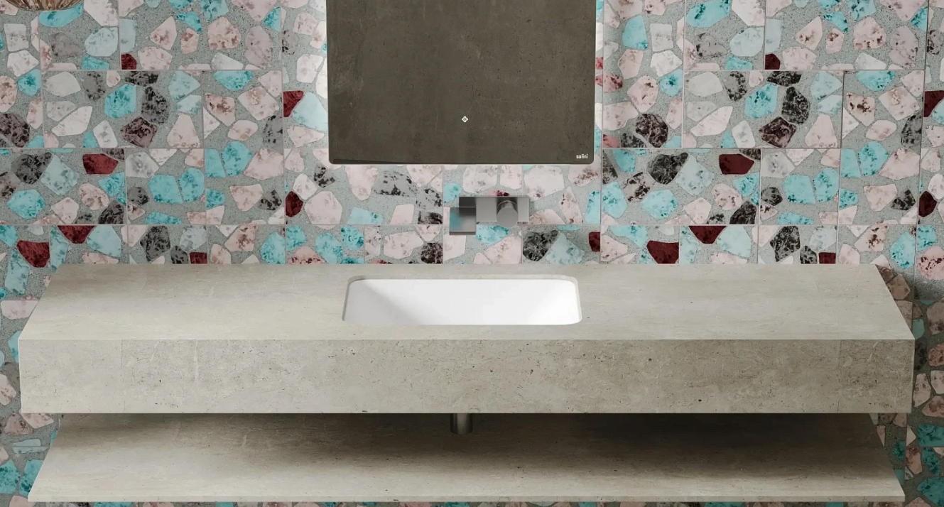 Раковина встраиваемая круглая SALINI MAREA 05 1802205M 550х400х134мм, S-Stone, без донного клапана, цвет Белый матовый