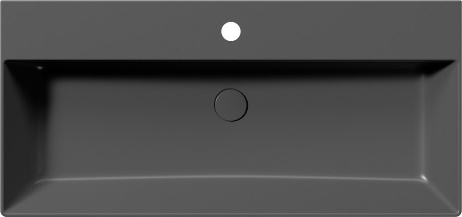 Раковина накладная/подвесная GSI KUBE X 9423126 1000 мм х 470 мм, с 1 отверстием под смеситель, с переливом, без крепежа, цвет Чёрный матовый Ardesia