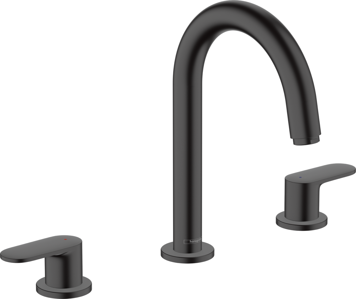 Смеситель для раковины на 3 отверстия HANSGROHE Vernis Blend 71553670 со сливным гарнитуром, матовый чёрный