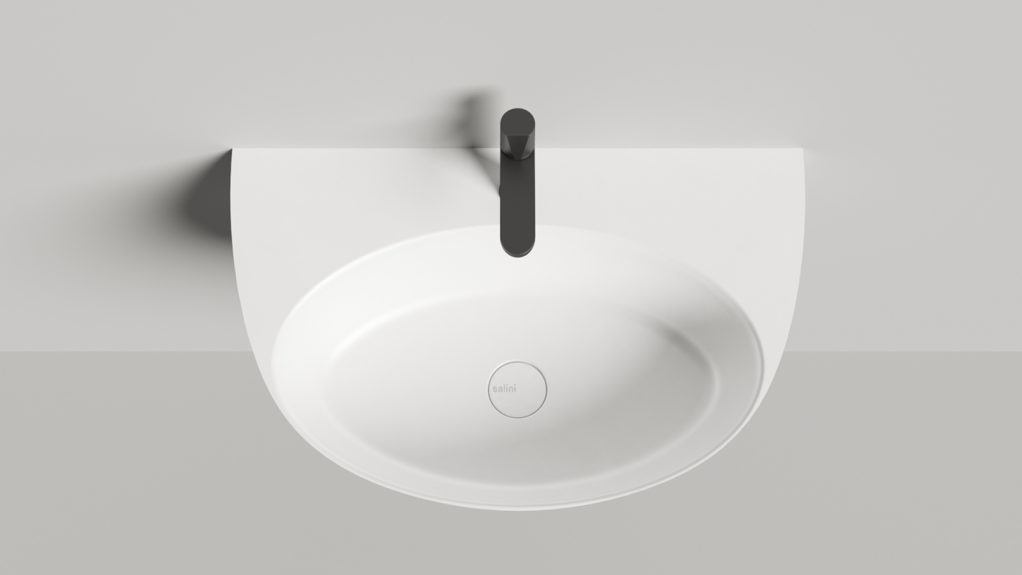 Раковина подвесная/накладная овальная SALINI ALDA WALL 03 140313G 450х710х150мм, S-Sense, с отверстием под смеситель, цвет Белый глянцевый