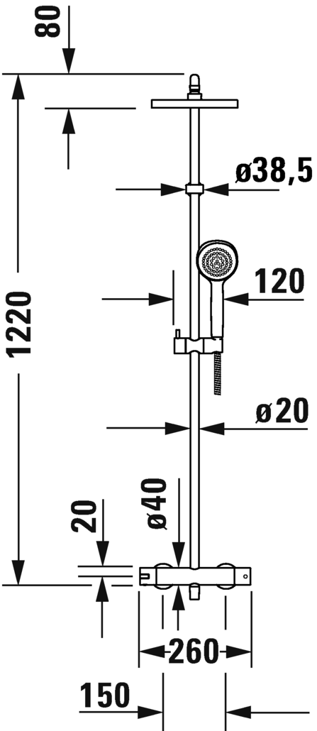 Душевая система для ванны Duravit B.2 B24280008010 , хром