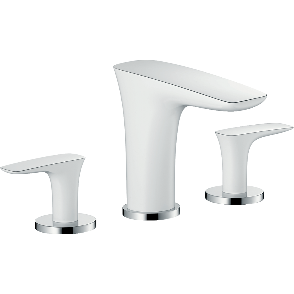 Смеситель для раковины на 3 отверстия Hansgrohe PuraVida 15073400 белый/хром