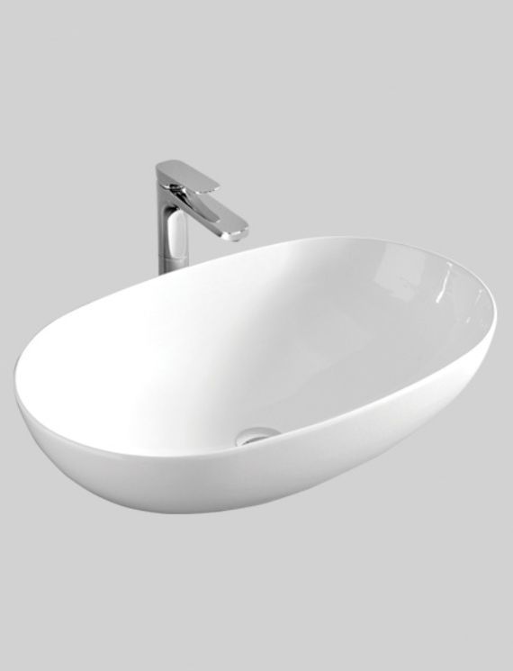 Раковина овальная накладная ARTCERAM LA CIOTOLA LCL002 01 00 700 мм х 440 мм, без отверстия под смеситель, без перелива, белый глянцевый