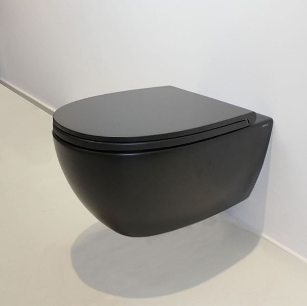 Унитаз подвесной безободковый GLOBO 4ALL MDS03AR 360 мм х 540 мм, с креплением, чёрный матовый