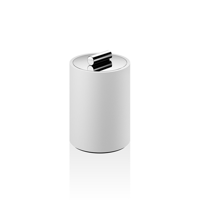 Контейнер настольный малый, универсальный, DECOR WALTHER (STONE DMD S) 0971254   11,5 X Ø 8 см  из композита Solid Surface , с крышкой, цвет: белый/хром