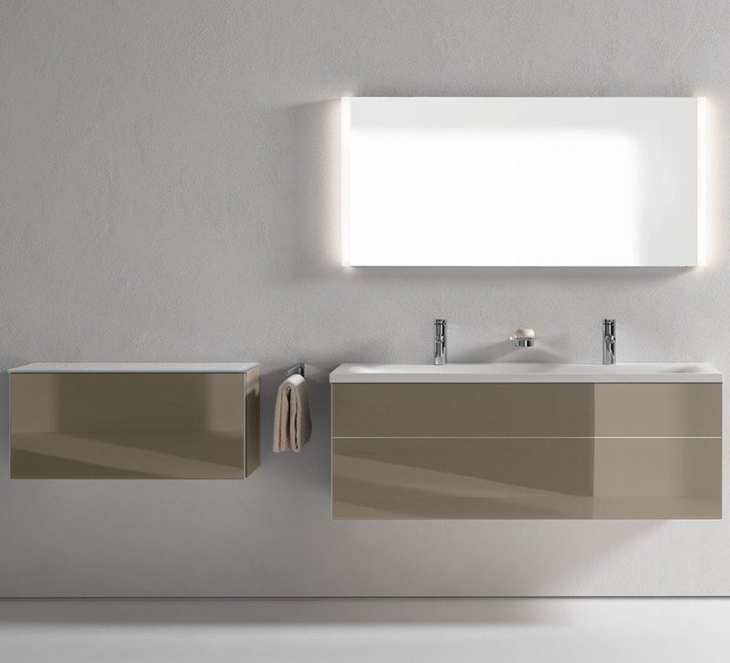 Боковая тумба Keuco Royal Reflex 34010 110000 800x370x335 мм 1 ящик корпус матовый лак фасад стекло антрацит