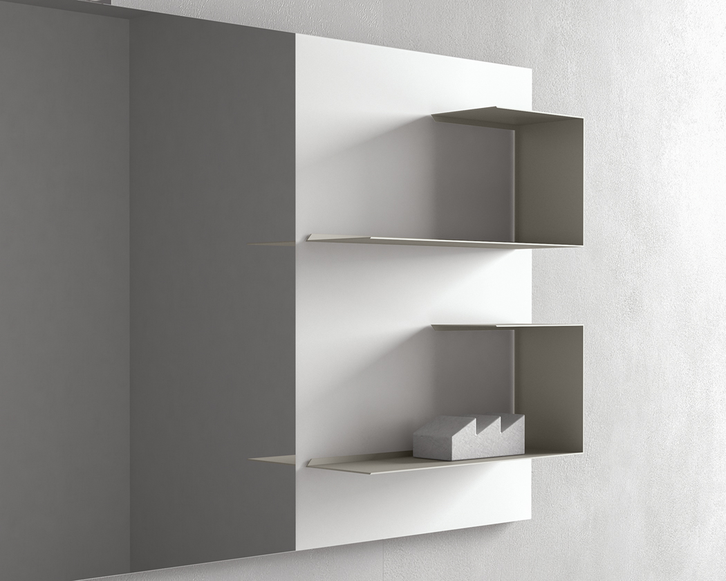 Полка "C" для ванной комнаты BMT Galaxy 907 578 FHB 02 DX HE   1550х729х30 мм, правая, White Satin Glass/Metallic Titanium