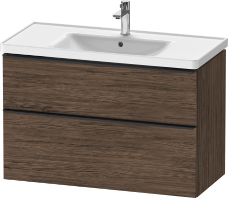 Тумба подвесная под раковину DURAVIT D-Neo DE435602121 984 мм х 452 мм, с выдвижным ящиком и выдвижным отделением, орех тёмный