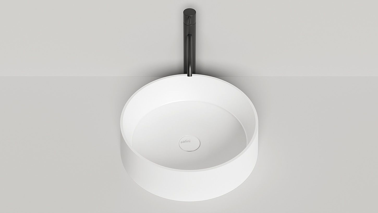 Раковина накладная круглая SALINI GLORIA 01 1102201M 440х440х125мм, S-Stone, без донного клапана, цвет Белый матовый