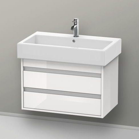 Тумба подвесная под раковину Duravit Ketho KT 6637 22 с двумя выдвижными ящиками, белый глянцевый