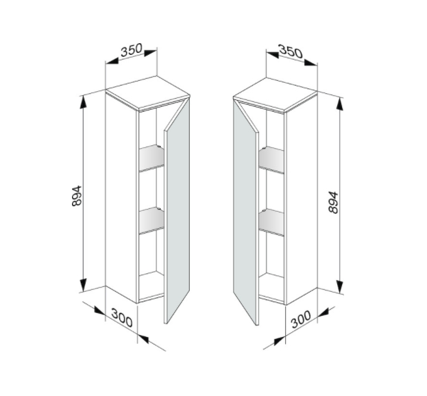 Шкаф средний подвесной KEUCO EDITION 400 31720 270001 петли слева, 2 стеклянные полки, корпус глянцевый лак/фасад матовое стекло, белый