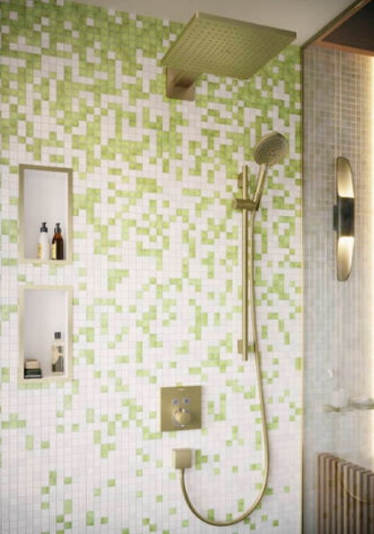 Верхний душ квадратный с настенным держателем HANSGROHE Raindance E 26238340 300, 1jet, цвет Шлифованный чёрный хром