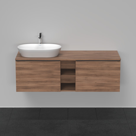 Тумба подвесная под раковину слева DURAVIT D-Neo DE4950L7979 1400 мм х 550 мм, с 2 выдвижными ящиками и открытой полкой, орех натуральный