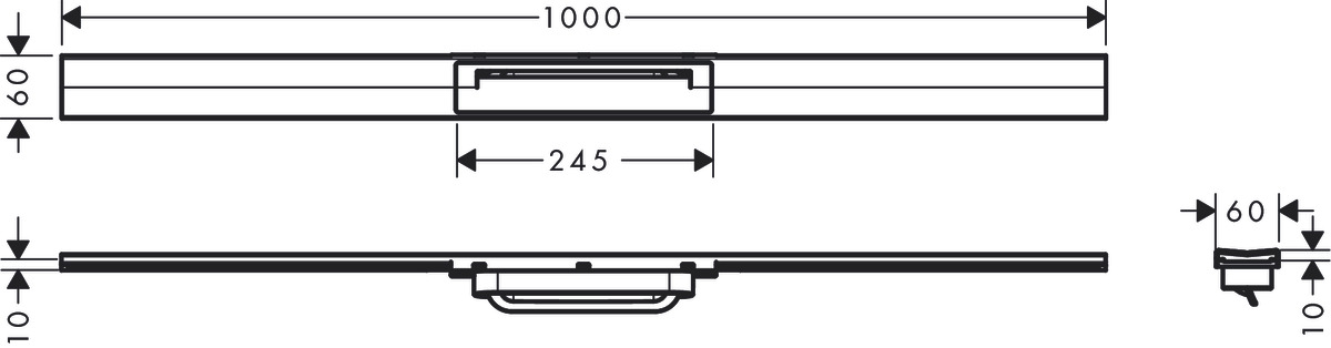 Внешняя часть линейного слива для укорачиваемого душа HANSGROHE RainDrain Flex 56046800 1000 мм, для пристенного монтажа, полированная сталь