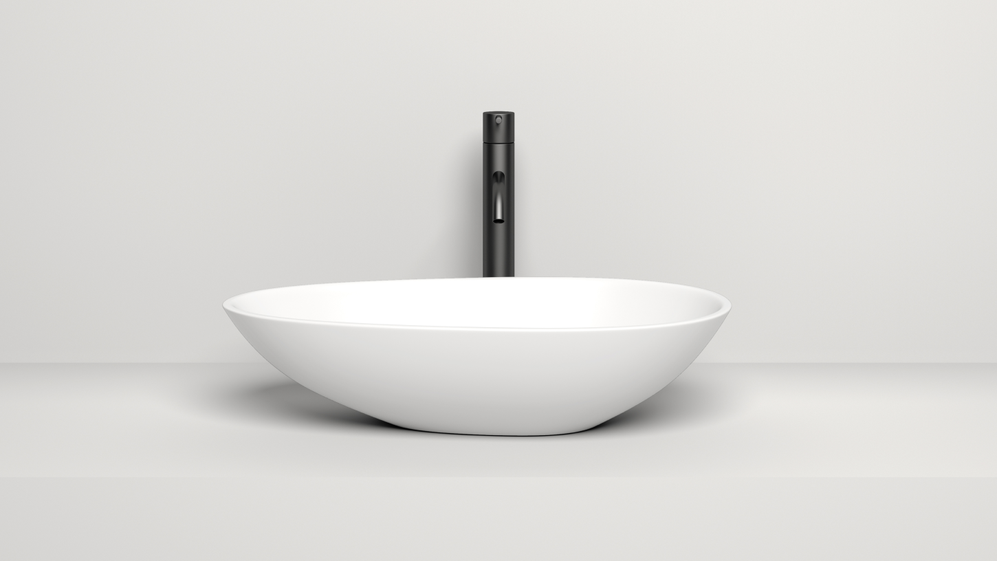 Раковина накладная овальная ассиметричная SALINI PAOLA 1101101G 450х450х450мм, S-Sense, без донного клапана, цвет Белый глянцевый