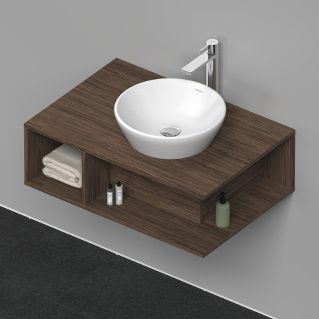 DURAVIT (D-Neo) Тумба подвесная 800 x 550 мм, с консолью, с открытой полкой слева, орех темный