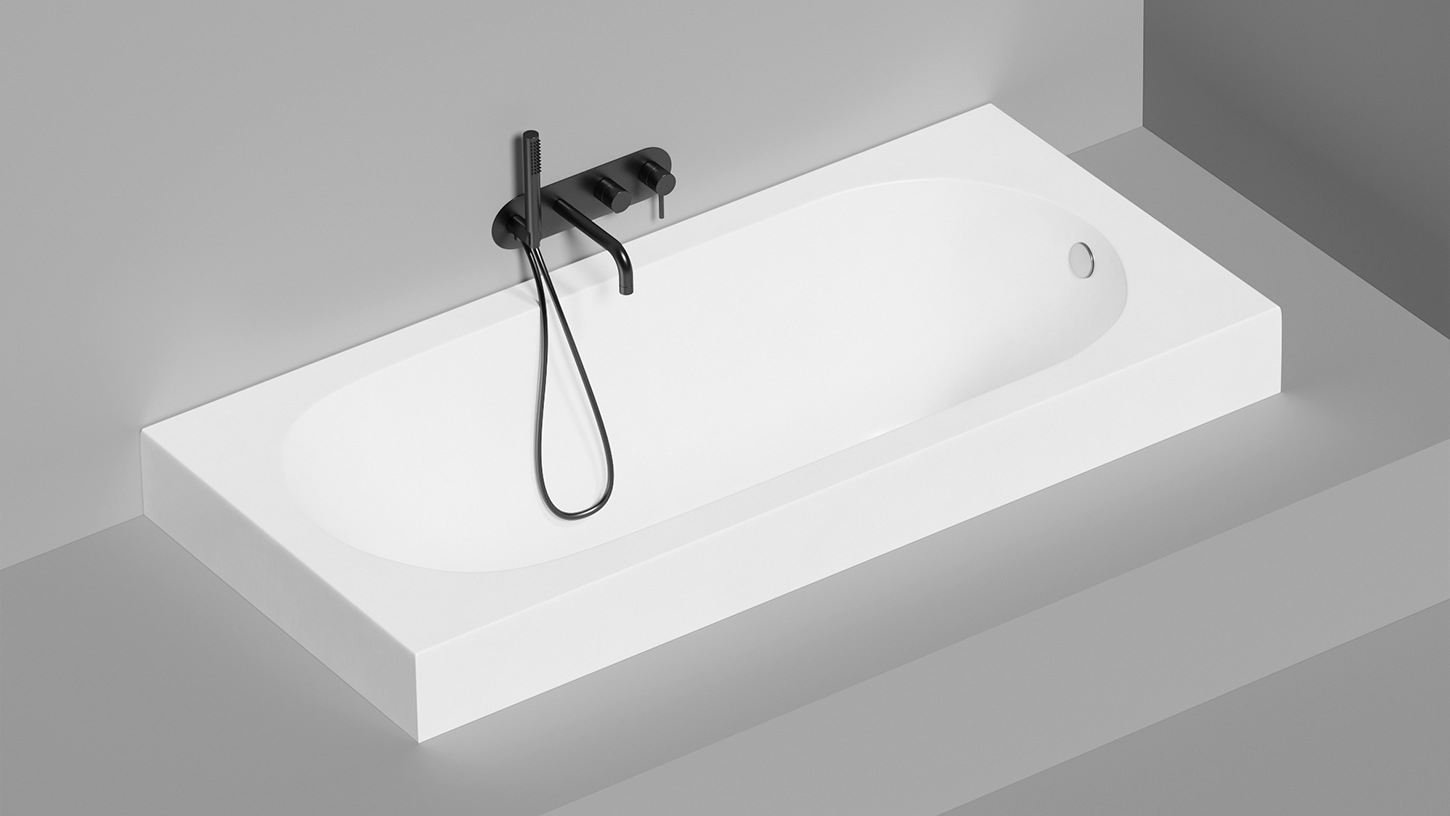 Встраиваемая овальная ванна SALINI ORNELLA KIT 102423M 700х1690х600 мм, S-Stone, регулируемые ножки, донный клапан "Click-Clack", сифон, интегрированный слив-перелив, цвет Белый матовый