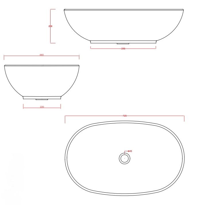 Раковина овальная накладная ARTCERAM LA CIOTOLA LCL002 01 00 700 мм х 440 мм, без отверстия под смеситель, без перелива, белый глянцевый