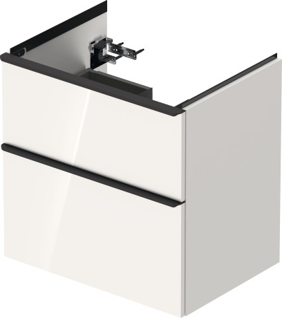 Тумба подвесная под раковину DURAVIT D-Neo DE435402222 634 мм х 452 мм, с выдвижным ящиком и выдвижным отделением, белый глянцевый