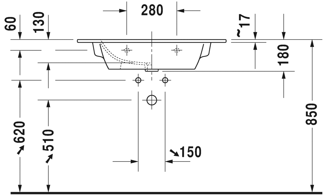 Раковина подвесная Duravit Me By Starck 2336830000 830х49см