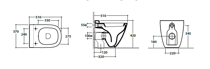 Унитаз приставной GLOBO STOCKHOLM LA002BI 370 мм х 510 мм, выуск Vario, с креплением, белый глянцевый