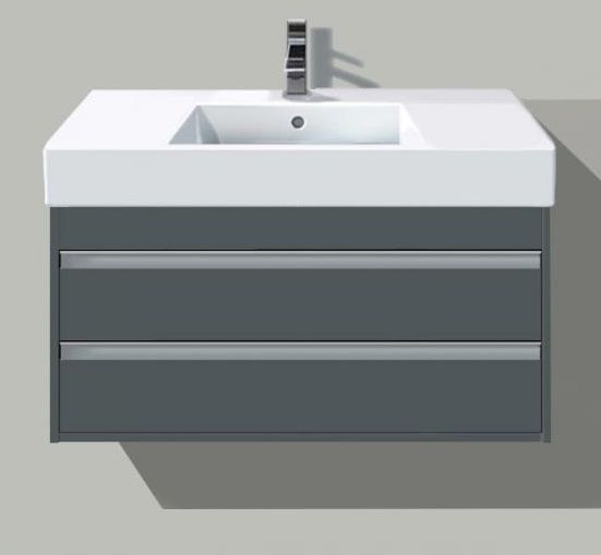 Тумба подвесная под раковину Duravit Ketho KT664204949 с двумя выдвижными ящиками, графит матовый