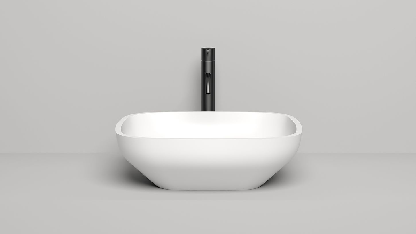 Раковина накладная прямоугольная SALINI GLORIA 08 1102208M 495х445х150мм, S-Stone, без донного клапана, цвет Белый матовый