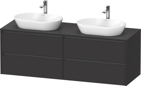 Тумба подвесная под две раковины DURAVIT KETHO.2 K24899B80800000 550 мм х 1600 мм х 568 мм, 4 выдвижных ящика, графит суперматовый