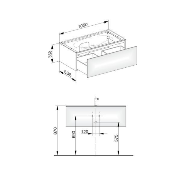 Тумба подвесная под раковину KEUCO EDITION 11 31351 380100 с одним выдвижным фронтом, с внутренней светодиодной подсветкой, корпус/фасад структурный лак, белая